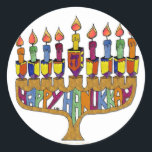 Adesivo Happy Hanukkah Dreidels Menorah<br><div class="desc">Você está vendo a coleção de Design Lee Hiller. Roupa,  Ofertas e Coleções Lee Hiller Fotografia ou Coleção de Arte Digital. Você pode ver sua fotografia da Nature em http://HikeOurPlanet.com/ e seguir seu blog de caminhada no Hot Primavera National Park.</div>
