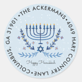 Adesivo Happy Hanukkah | Menorah Lights Return Address