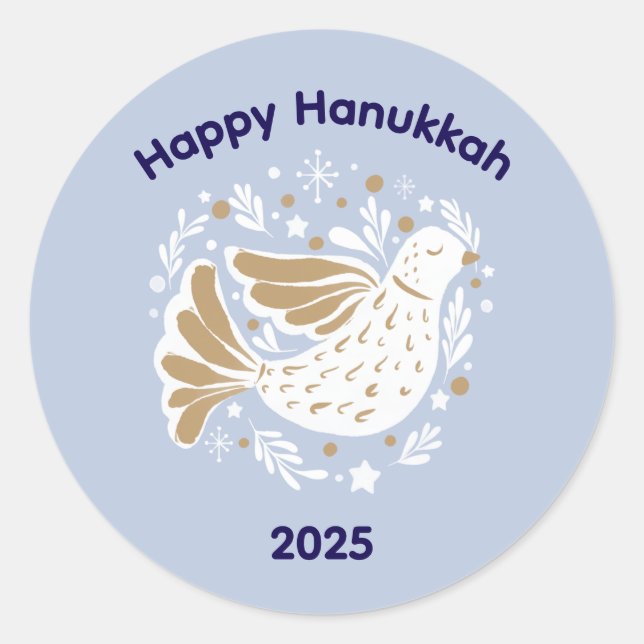 Adesivo Happy Hanukkah Peace Dove 2025 Sticker (Frente)