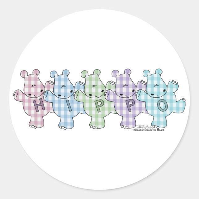Adesivo Happy Hippos pastel gingham (Frente)