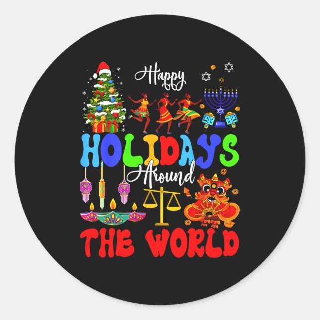 Adesivo Happy Holidays Around World Matching Family Vacati (Frente)