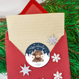 Adesivo Happy Holidays Business Festive Highland Cow