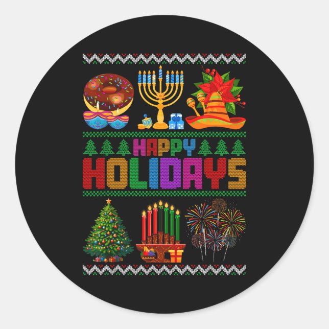Adesivo Happy Holidays Christmas Hanukkah Kwanzaa Happy Ne (Frente)