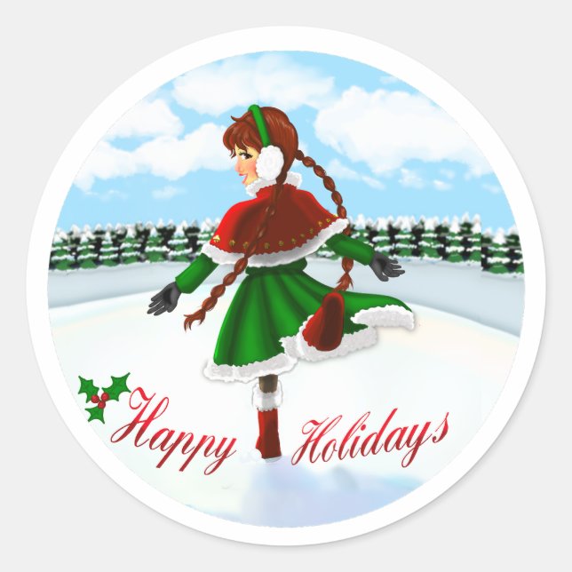 Adesivo Happy Holidays Girl Sticker (Frente)
