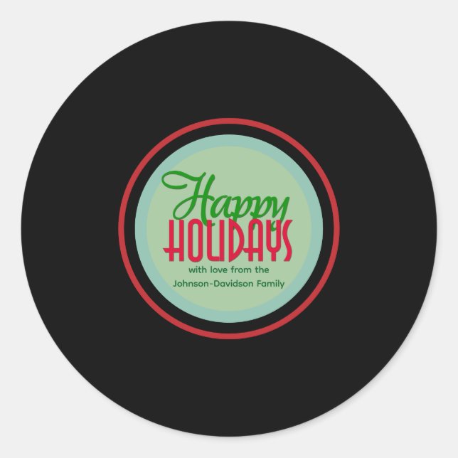 Adesivo Happy Holidays Retro Tunes Gift & Envelope (Frente)