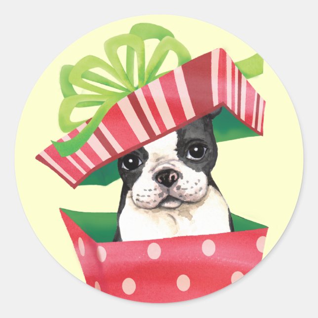 Adesivo Happy Howliday Boston Terrier (Frente)
