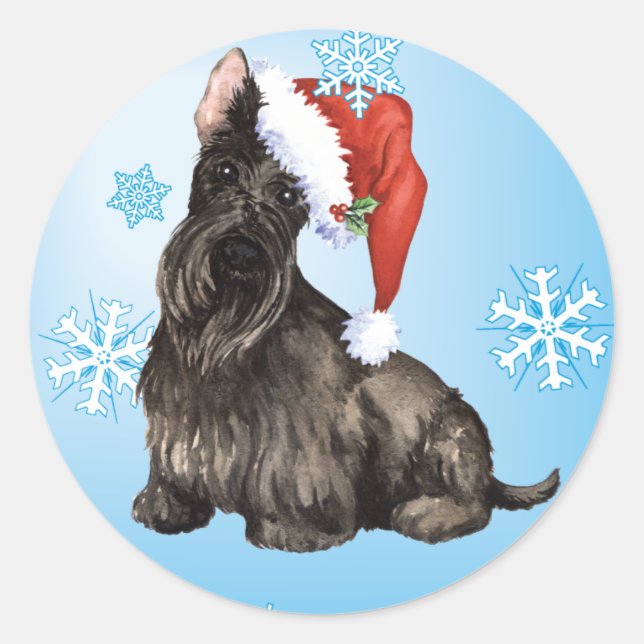 Adesivo Happy Howlidays Scottish Terrier (Frente)