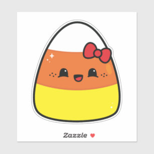 Adesivo Happy Kawaii Candy Corn Girl para o Halloween