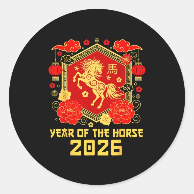 Adesivo Happy Lunar Chinese New Year Of The Horse 2026 Zod (Frente)