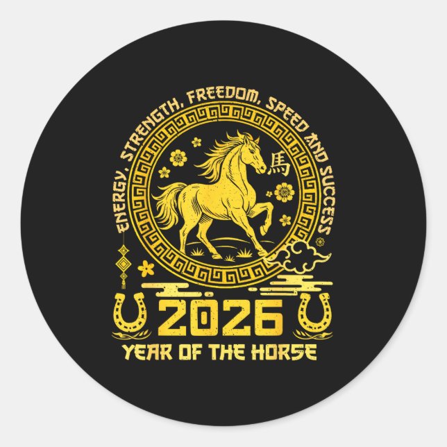 Adesivo Happy Lunar Chinese New Year Of The Horse 2026 Zod (Frente)