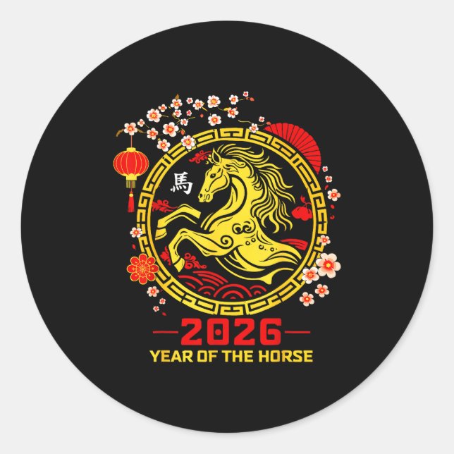 Adesivo Happy Lunar Chinese New Year Of The Horse 2026 Zod (Frente)
