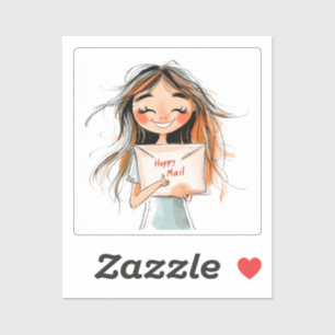 Adesivo Happy Mail, Mulher Sticker