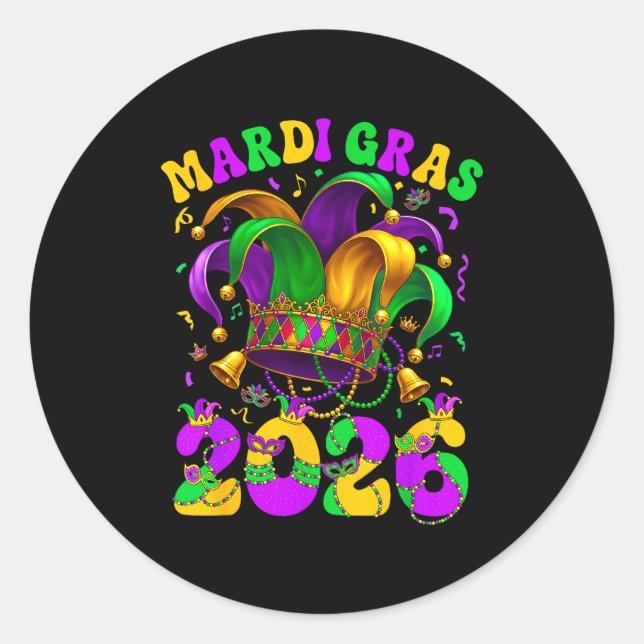 Adesivo Happy Mardi Gras Carnival Mardi Gras 2026 Jester M (Frente)