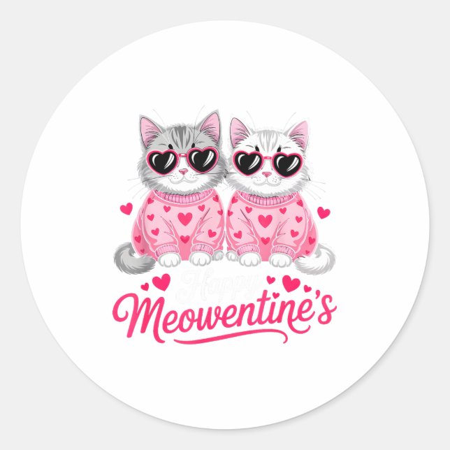 Adesivo Happy Meowentine’s Cute Romantic Cats Couple Valen (Frente)