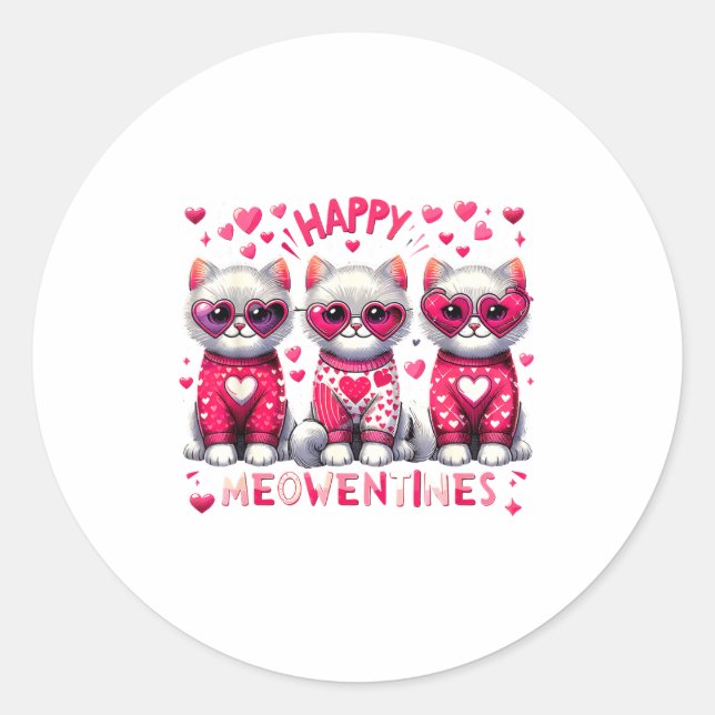 Adesivo Happy Meowentines Cute Valentine Cats Love Cat Mem (Frente)