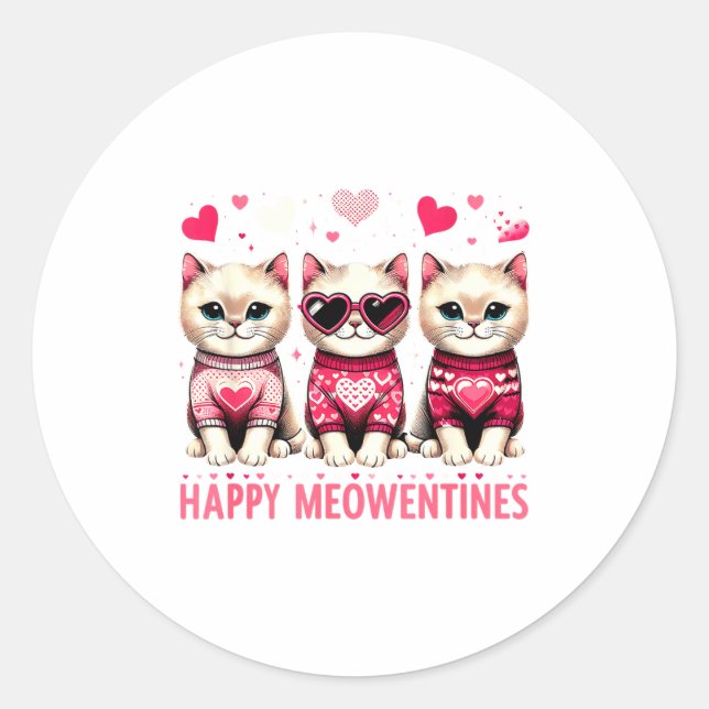 Adesivo Happy Meowentines Cute Valentine Cats Love Funny M (Frente)