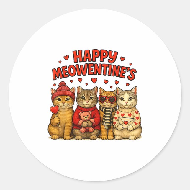 Adesivo Happy Meowentines Cute Valentine Cats Love Women M (Frente)