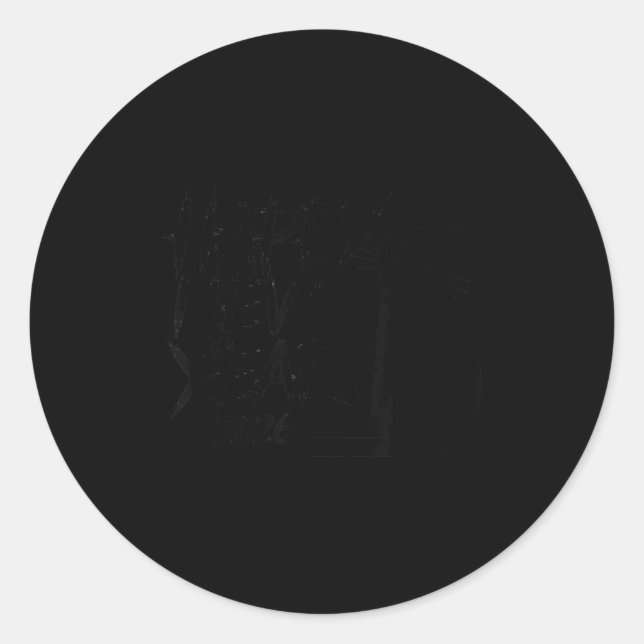 Adesivo Happy New Year 2026 Black Cat Cute Minimal Holiday (Frente)