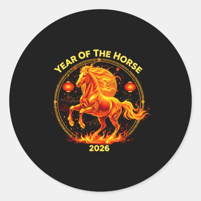 Adesivo Happy New Year 2026 Chinese New Year Horse Zodiac  (Frente)