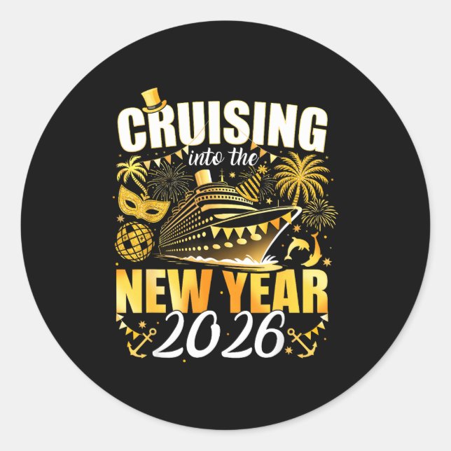 Adesivo Happy New Year 2026 Cruising Into The New Year 202 (Frente)