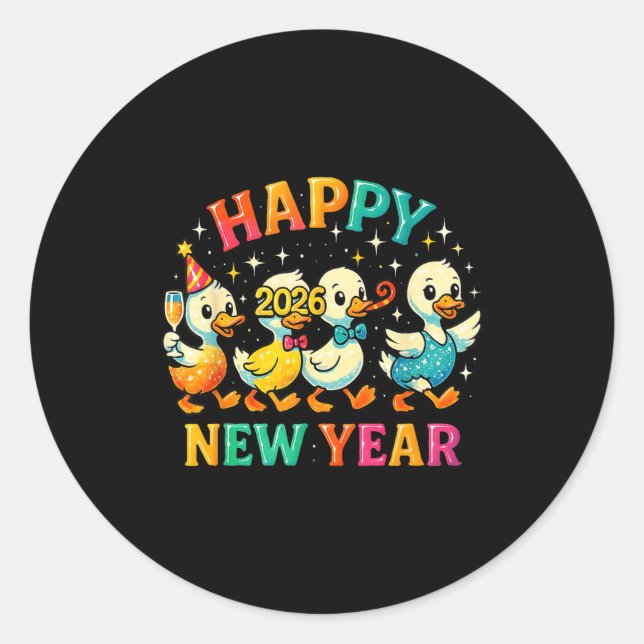 Adesivo Happy New Year 2026 Cute Duck Party Gift  (Frente)