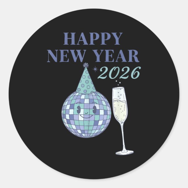 Adesivo Happy New Year 2026 Disco Ball Celebration  (Frente)