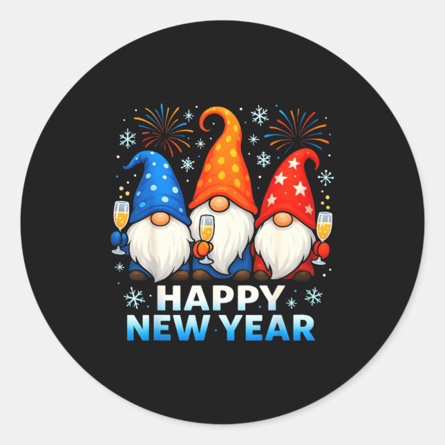 Adesivo Happy New Year 2026 Gnomes Matching Family New Yea (Frente)