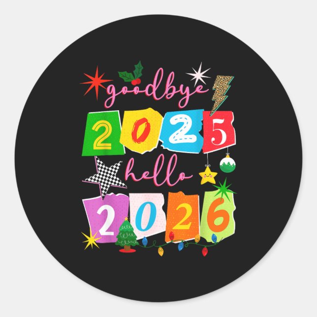 Adesivo Happy New Year 2026 Goodbye 2025 Hello 2026  (Frente)