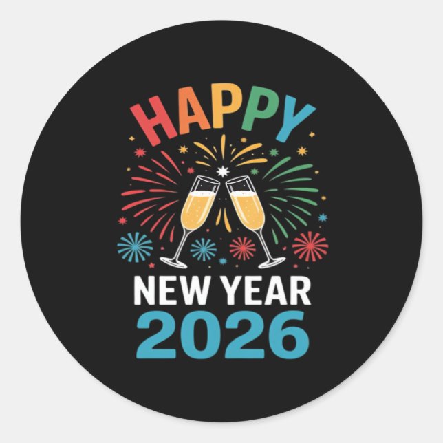 Adesivo Happy New Year 2026 Party Funny New Years Eve 2026 (Frente)