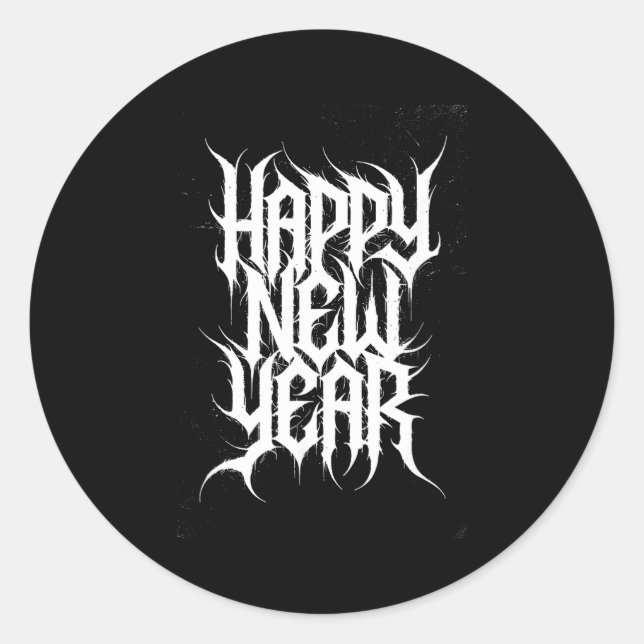 Adesivo Happy New Year Black Metal Goth Nge Rocker Holiday (Frente)