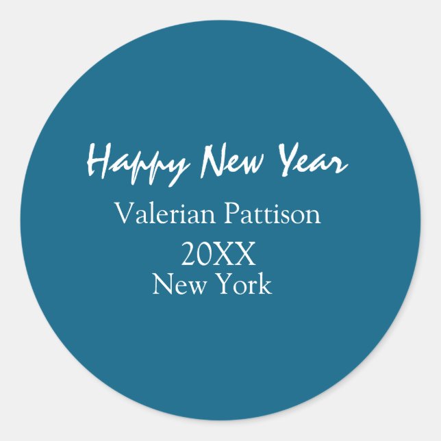 Adesivo Happy new year blue name place year boho simple  (Frente)