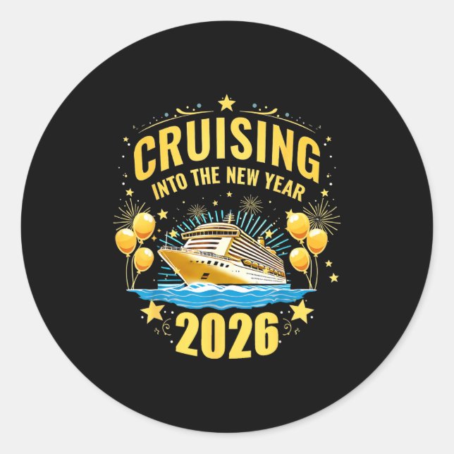 Adesivo Happy New Year Cruise 2026 Party Trip Cruising Int (Frente)