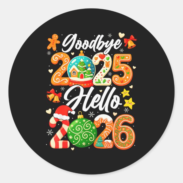 Adesivo Happy New Year Goodbye 2025 Hello 2026 Christmas G (Frente)