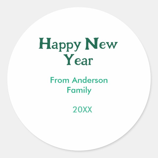 Adesivo Happy new year green add family name year simple  (Frente)