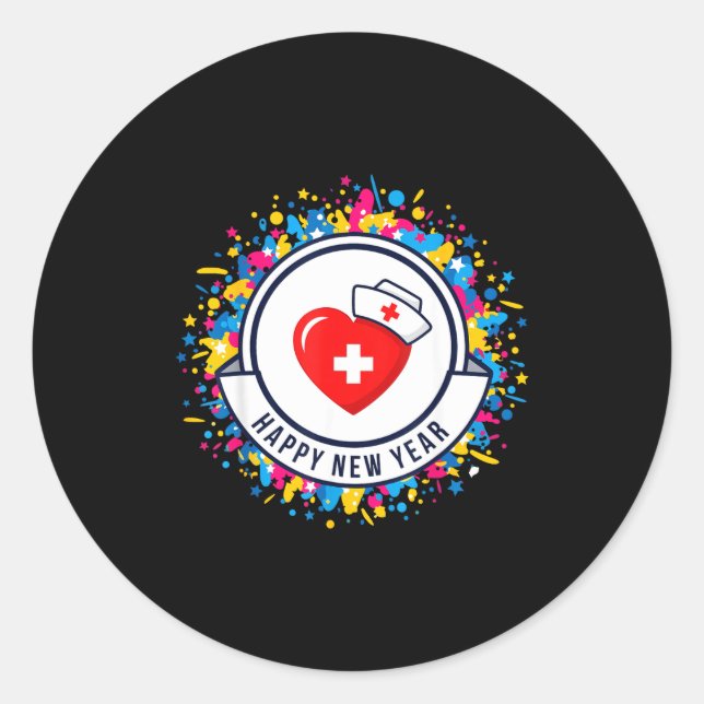 Adesivo Happy New Year Nurse Shirt Cute Nk Heartbeat Medic (Frente)