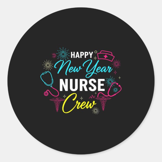 Adesivo Happy New Year Nurse Shirt, Fireworks Stethoscope  (Frente)