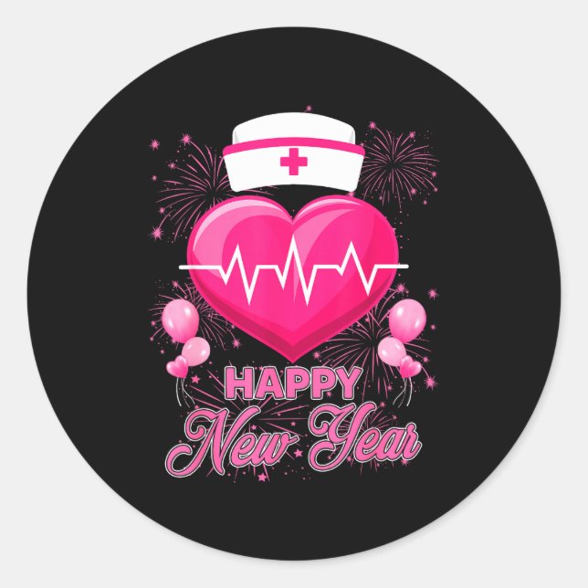 Adesivo Happy New Year Nurses Heartbeat New Years Eve Part (Frente)