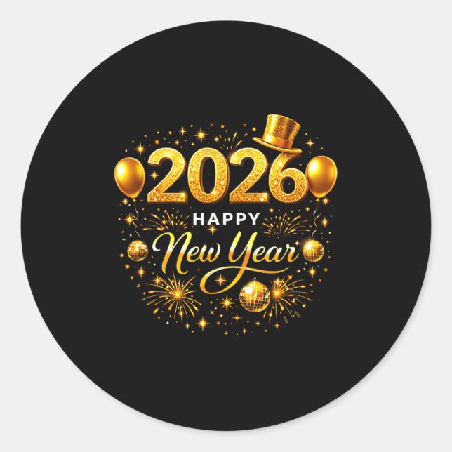 Adesivo Happy New Year Party 2026 Ballon Family Matching M (Frente)
