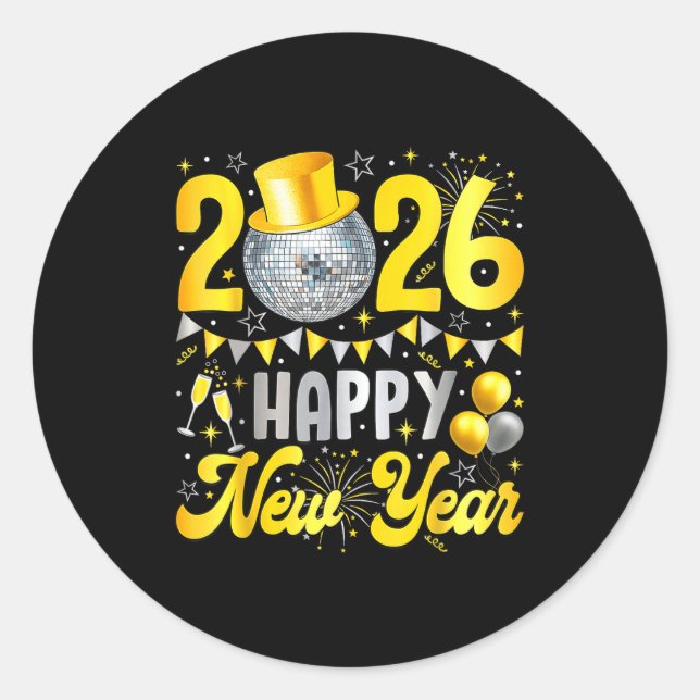 Adesivo Happy New Year Party 2026 Balloon Family Matching  (Frente)
