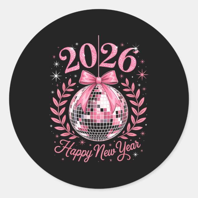 Adesivo Happy New Year Party 2026 Funny Balloon Family Mat (Frente)