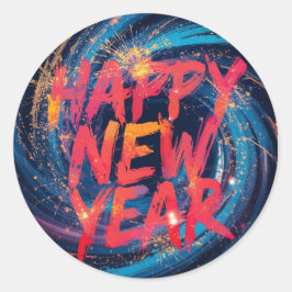 Adesivo Happy New Year Red sparkle script