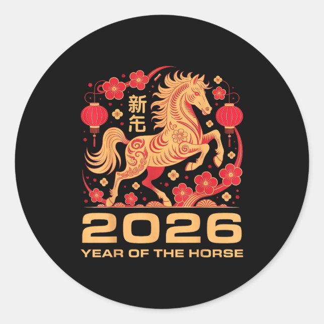 Adesivo Happy New Year-year Of The Horse Chinese New-year  (Frente)