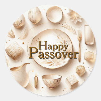 Adesivo Happy Passover Seder Plate - Modern Luxury Beige 