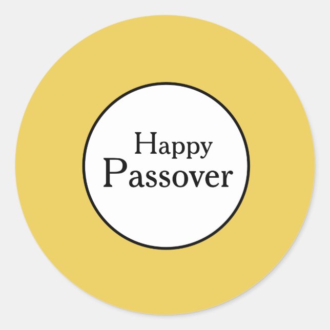 Adesivo Happy Passover Yellow White Round Sticker (Frente)