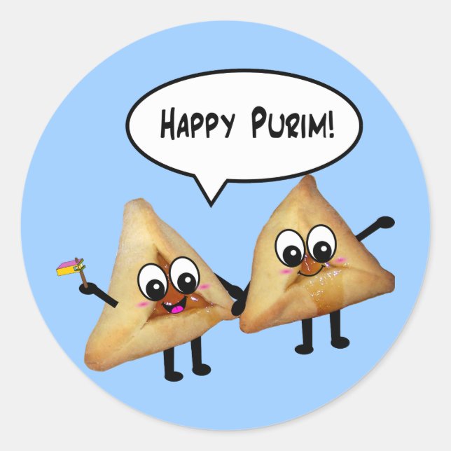 Adesivo Happy Purim hamantaschen (Frente)