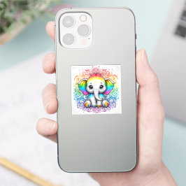Adesivo Happy rainbow baby elephant vinyl sticker