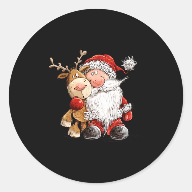 Adesivo Happy Reindeer And Santa Christmas Illustration Pr (Frente)