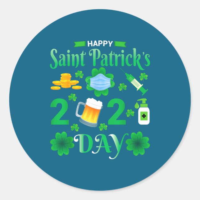 Adesivo Happy Saint Patrick's Day 2024 Irish Shamrock Face (Frente)