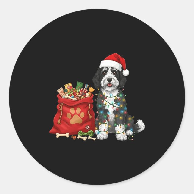 Adesivo Happy Sheepadoodle Christmas Lights Dog Mom Sheepa (Frente)