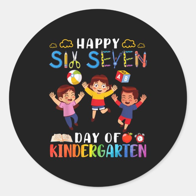 Adesivo Happy Six Seven Day Of Kindergarten Student Back T (Frente)